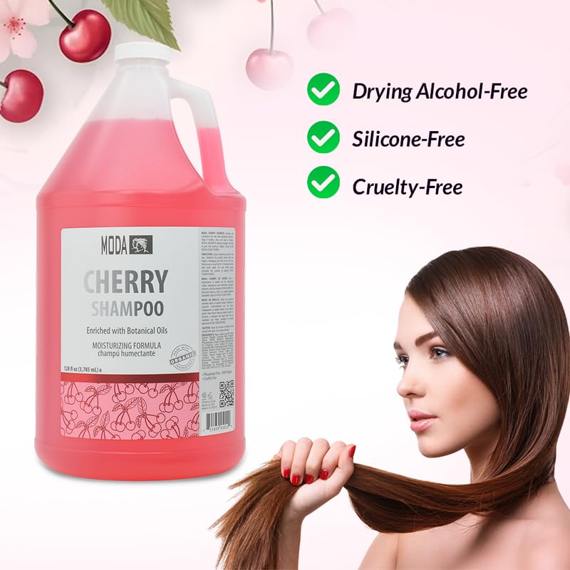 MODA - Moisturizing Shampoo for All Hair Types, Cherry, 128 Oz, Professional - Deeply Cleanses and Conditions, Strengthens, Restores and Shine your Hair - Image 5